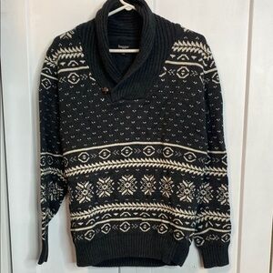Haggar - Black and White knit Fair Isle Fisherman’s Sweater - large